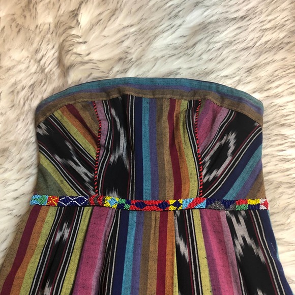 Anthropologie Edme & Esyllte strapless rainbow striped dress size 0 - Picture 3 of 15